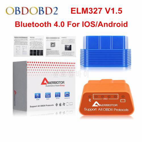 Aermotor ELM327 V1.5 Bluetooth 4.0 ELM 327 1.5 WIFI OBD2 Car Diagnostic Tool For Android/IOS OBDII BT V4.0