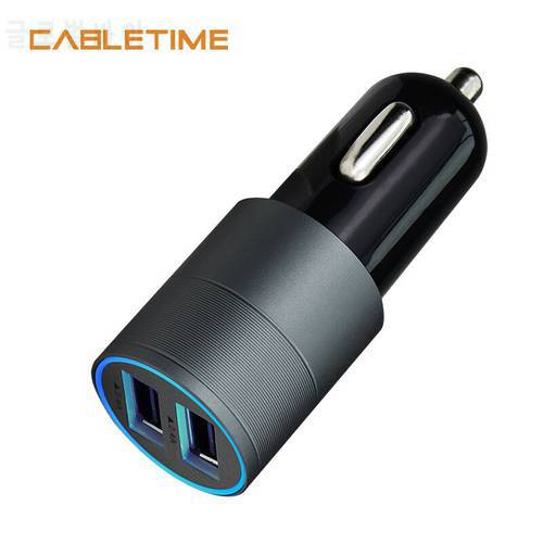 CABLETIME Car Charger Dual USB Ports LED Display Fast Charger 4.8A Mobile Phone Universal Compatible Travel Adapter Charger N112