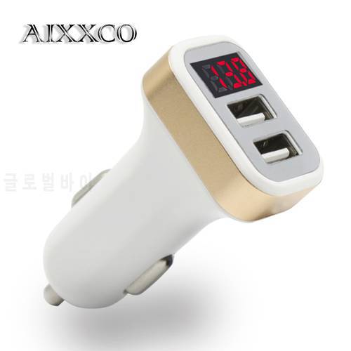 AIXXCO USB Car Charger 5V 2.1A With LED Display Universal Dual usb car charger for Xiaomi Samsung S8 iPhone X 8 Plus Tablet