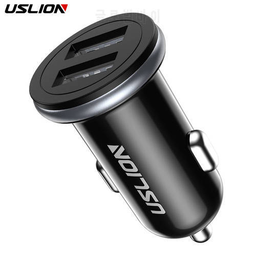 USLION Mini Dual USB Car Charger For Phone 24V 3A Mobile Phone Charger For iPhone Fast USB Charger Adapter For Car For Tablets