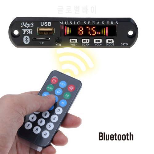 Color LCD Bluetooth Car Kit 5V 12V Wireless Receiver Mp3 Player Decoder Board USB 3.5MM FM Player DIY Car Speaker Modification