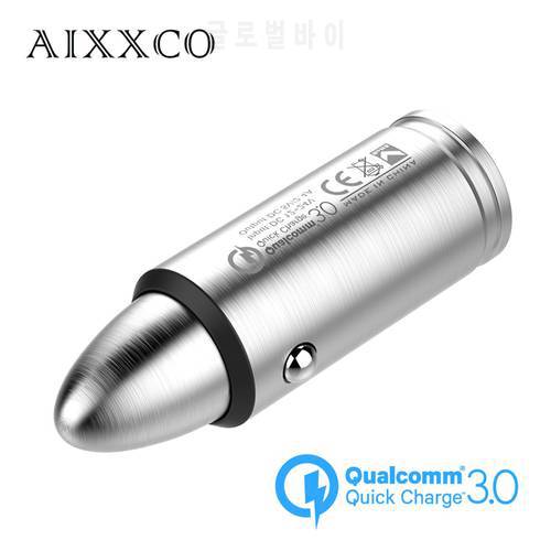 AIXXCO Metal 18W QC3.0 Quick Charge 3.0 Car Phone Charger Mini USB Car Charger Adapter Quick Charging for Samsung Xiaomi