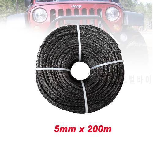 5MM*200M Synthetic Winch Line UHMWPE Fiber Rope For 4WD 4x4 ATV UTV Boat Recovery Offroad