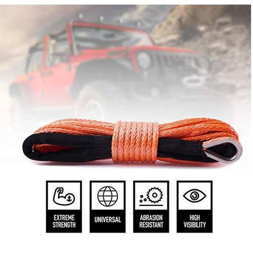 8MM x 25M Orange Synthetic Winch Rope String Line 12 strand off-road UHMWPE Cable Towing Rope With Sleeve for ATV/UTV/SUV