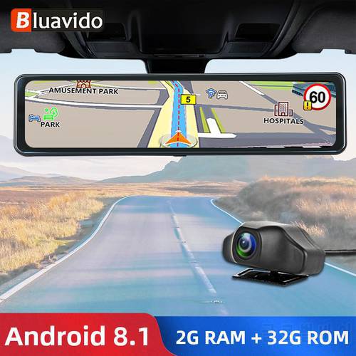 Bluavido 3 in 1 Android 4G ADAS Car DVR Rear View Mirror GPS Navigation HD 1080P Dash Cam Bluetooth WiFi Video Camera Recorder