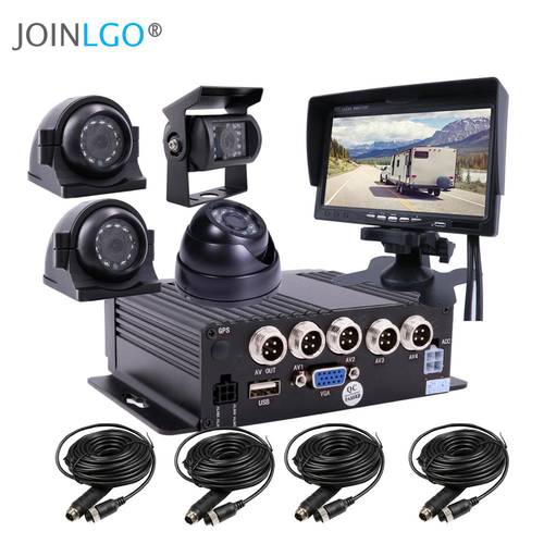 4CH 1080P Mobile Vehicle Car DVR MDVR Video Recorder System with 4 SONY IP69 Rear Side Front Camera for Truck Van Bus RV 7