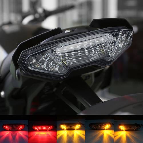 For Yamaha MT-09 MT-10 FZ-09 FJ-09 Motorcycle LED Red Rear Brake Light Yellow Turn Signal Tail Light Smoke Black /Clear
