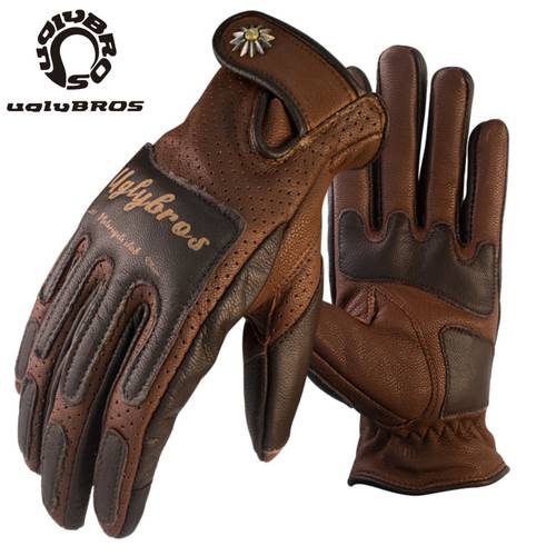UglyBros Motorcycle Gloves Retro Touch Screen Motorbike Gloves Men Breathable Anti-fall Racing Gloves Guantes Moto SIZE:S-2XL