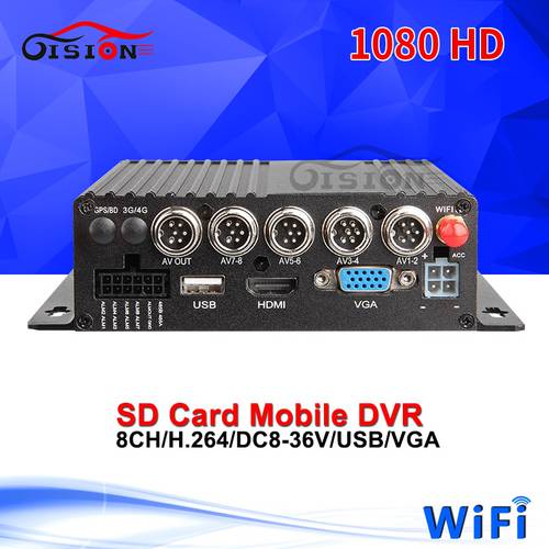 8CH SD WIFI AHD Car Recorder Mobile Dvr ,Real Time Surveillance Support PC And Phone Bus /Truck Mdvr With G-sensor I/O