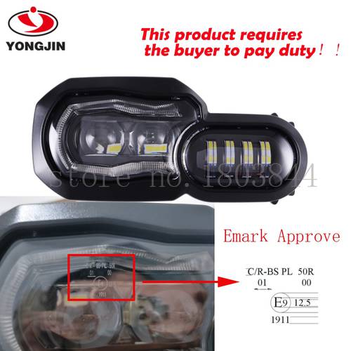 Emark High/Low beam LED Headlight with Angel Eye DRL Assembly Kit and Replacement Headlight F650GS/F700GS/F800GS F800ADV F800R