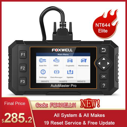 Foxwell NT644 Elite OBD2 Car Auto Diagnostic Scanner Tool Full System 19 Maintenance ODB2 OBD 2 Automotive Tool Scanner pk NT680