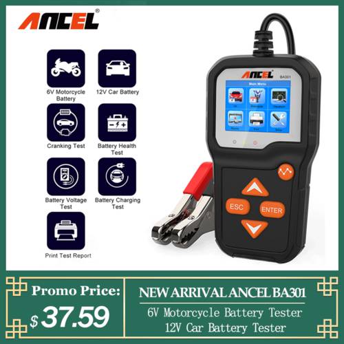 ANCEL BA301 Car Battery Tester 12V 6V Motorcycle Cranking Test 2000 CCA Boat Batteries Charger Analyzer Circuit Automotive Tools