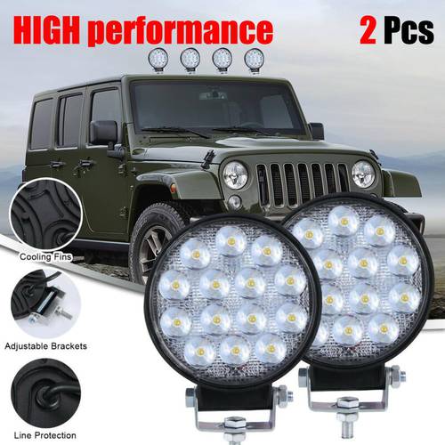 2Pcs Led Work Light 140W Car Headlight 14 Led Car Light For Truck Offroad 12/24V Night Driving Lights For SUV Fog Lamps