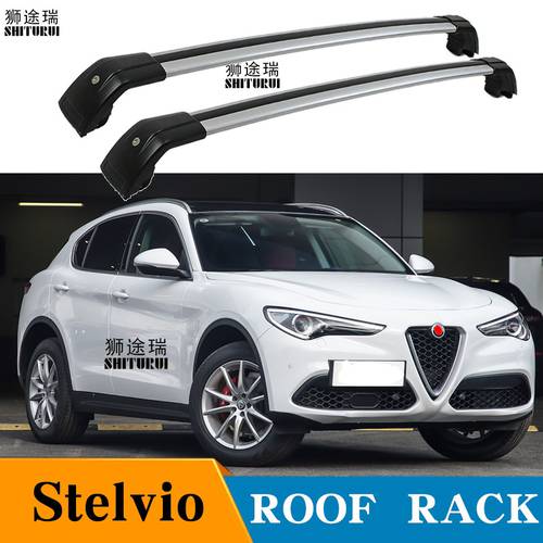SHITURUI 2Pcs Roof Bars for ALFA ROMEO Stelvio SUV 2017-2021 Aluminum Alloy Side Bars Cross Rails Roof Rack Luggage Carrier