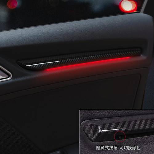 Car Door LED Lamp Cover Trim Carbon Fiber Color 4Pcs For Audi A3 8V 2014-2019 S3 Auto Interior Ambient Light Decoration ABS