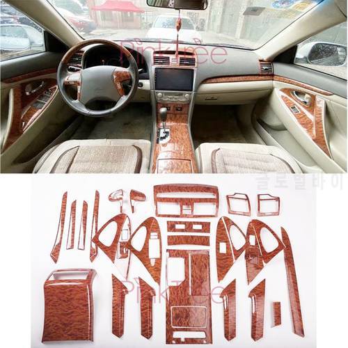 27 pcs Wooden Color Trim Panel Cover Package Sticker Interior Car Decoration Accessories For Toyota Camry 2006- 2011
