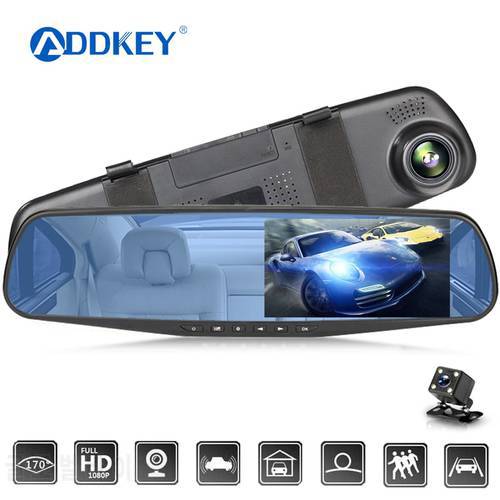 ADDKEY 4.5 Inch Car Dvrs Video recorder Dash Cam Full HD 1080P Mirror Cam Car Dvr Camera loop recording motion tracking