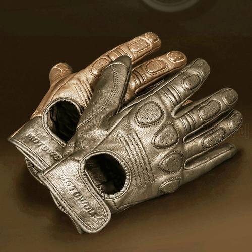 Retro Sheepskin Breathable Leather Motorcycle Gloves Racing Gloves Men&39s Motocross Winter&Summer Gloves Full/Half-finger gloves