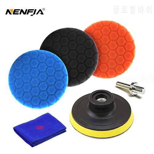 3pcs Hexagonal Polished pad set Sponge Disc Buffing Sponge Waxing Polishing Pad Kit Set For Car Polisher Buffer 3/4/5/6/inches