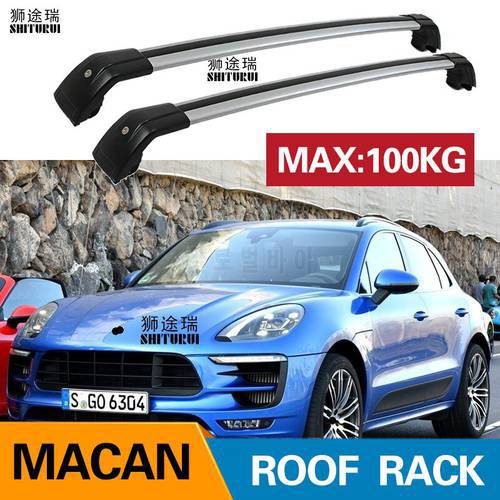 2Pcs Roof bars For PORSCHE Macan, 5-dr SUV, 2014+2018 2019 Aluminum Alloy Side Bars Cross Rails Roof Rack Luggage CUV SUV