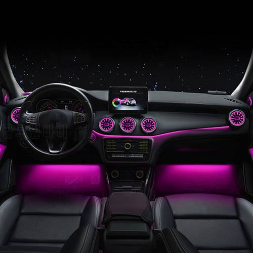 Fit for Mercedes Benz A B GLA CLA W117 2015-2018 10 Pcs/Set LED Illuminated Ambient Lamp Atmosphere Light 12 Color