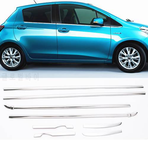 JY 8pcs SUS304 Stainless Steel Window Trim Upper Car Styling Cover Accessories For Toyota Vitz/Yaris 130s 2017 2018