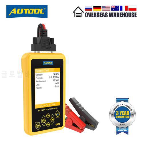 AUTOOL BT460 Car Battery Tester Automobile Battery Analyzer Load Tester Tester Machine Charging Starting Systems Tester 12V 24V