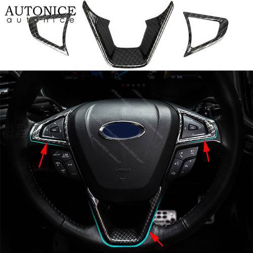 fit For ford Fusion Mondeo Edge S-Max accessories 2015 2016 2017 2018 ABS 3pcs Carbon fiber color Steering Wheel Cover ABS