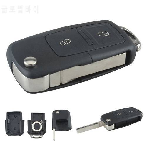 Remote Replacement Key Case Black 2 Buttons Smart No Chip with Uncut Car Flip Key Fit for Volkswagen BORA GOLF MK4 Key Case