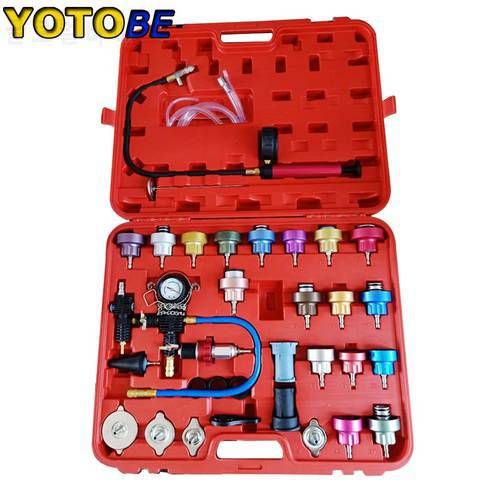 34pcs Radiator Pressure Compression Tester Car Repair Water Tank Accurate Easy To Use Cooling System Leak Detector
