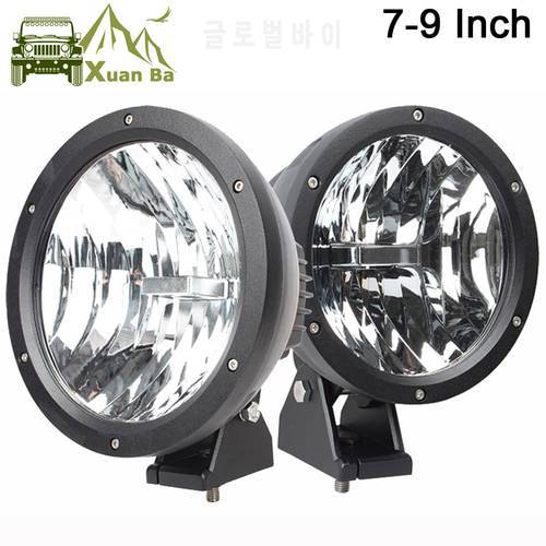 XuanBa 2Pcs 4D 7 /9 Inch 50W Round Led Work Light 12V Driving Fog Lamp For 4x4 Off road Truck Tractor 24V SUV 4WD ATV Headlights