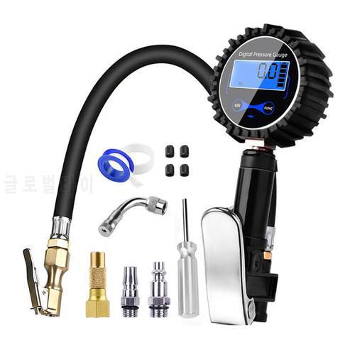 Digital Tire Inflator Pressure Gauge 200PSI Pump Air Chuck Compressor Accessories with Quick Connect Plug for Car Truck