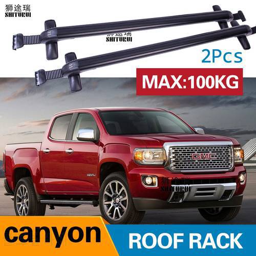 Car Luggage Rack Crossbar Roof Rack FOR GMC Canyon, 4-dr Crew Cab, 2015- 2017 2018 2019 LOAD 100KG BAR LED roof rails