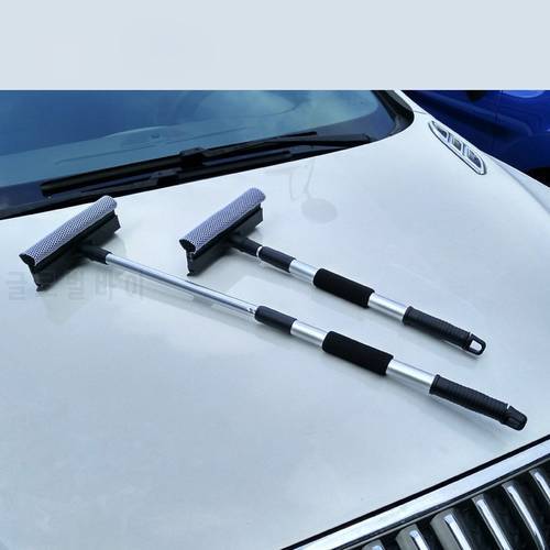 Stainless Steel Retractable Double-side Telescopic Rod Window Cleaner Squeegee Wiper Brush Glass Cleaning Tool
