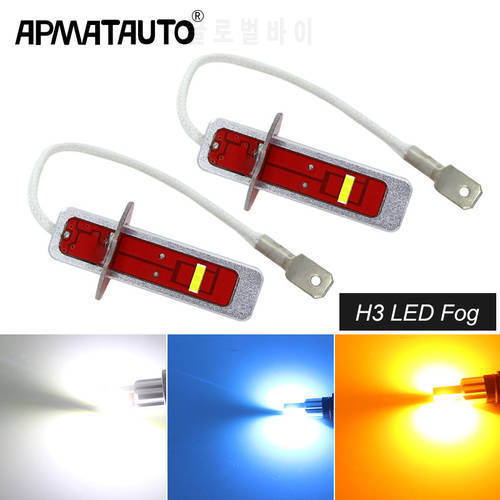2pcs High Power DRL Lamps H3 LED 2000LM Replacement Bulbs For Car Fog Lights Daytime Running Lights White Crystal Blue Amber