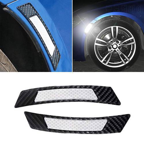 2pcs Reflective Sticker Car Wheel Eyebrow Arch Trim Lips Strip Fender Flare Protection Carbon Fiber Styling Mouldings