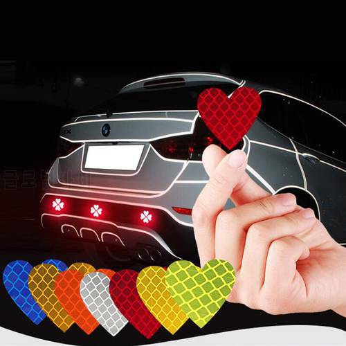 12pieces/set heart shape Auto Exterior Universal Safety Warning Mark Reflective Tape Motorcycle Bike reflective Car Stickers