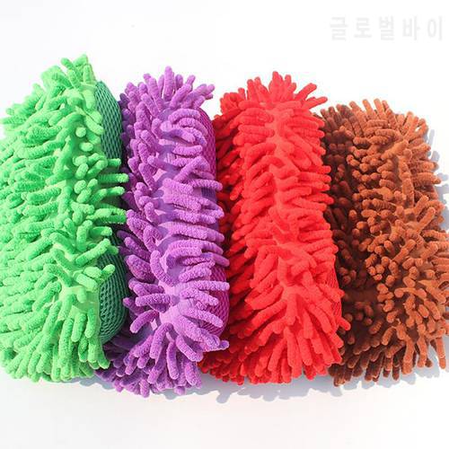 Large Chenille Cleaning Sponge Soft Microfiber Chenille Car Vehicle Wash Brush Sponge Pad Cleaning Tool Random Color Sponge