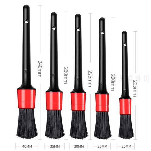 5Pcs Natural Boar Hair Detail Brush Car Cleaning Detailing Set Automotive Detailing For Car Cleaning Dirt Dust Clean Brush