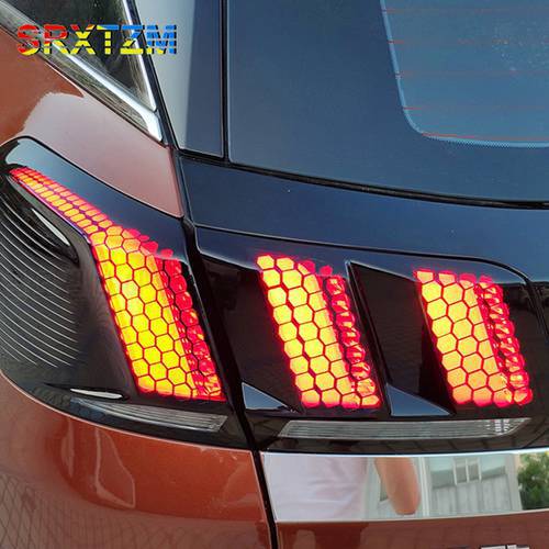 6pcs Car-styling Rear Tail Light Lamp Honeycomb 3D Sticker Protector For Peugeot 3008 GT 2017 2018 5008 GT 2017 2018