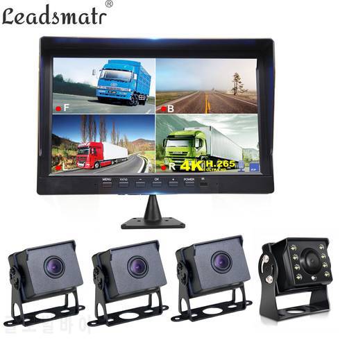 4K H2.65 Truck Camera System 360 Degree 10.1&39&39 1296x1080P Surround View DVR with 4 Cameras DVR Recorder For Vehicle Truck Bus