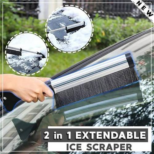 Winter Car Windshield Ice Scraper Glass Snow Brush Extendable Stainless Steel Snow Remover Cleaner Tool Broom Wash Accessories