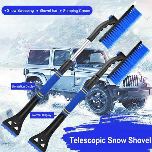 360° Ice Scraper With Brush For Car Windshield Snow Remove Frost Adjustable Broom Windshield Glass Defrost Removal Tool
