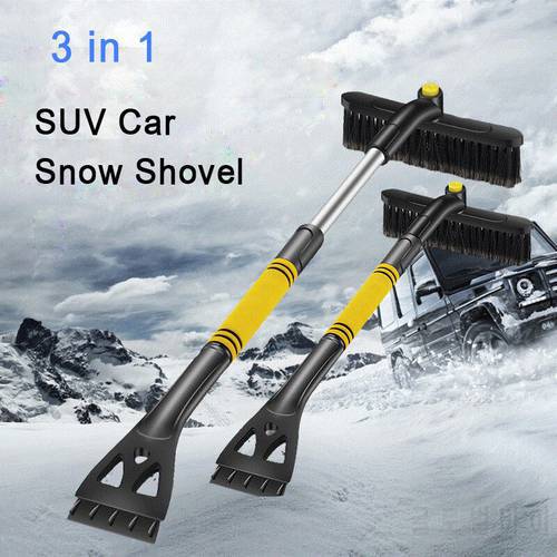 3-in-1 Extendable Snow Shovel Ice Scraper with Brush Snow Remover For Car Auto SUV Frost Windshield Cleaner Winter Tool