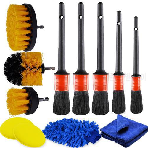 Car Cleaning Detailing Brush Set Power Scrubber Drill Brushes Set For Car Wheels Dashboard Dirt Dust Cleaning Car Rim Brushes