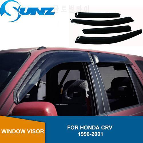 Side Window Deflectors For Honda CRV CR-V 1996 1997 1998 1999 2000 2001 Acrylic Black Window Visor Sun Rain Deflector Guard SUNZ