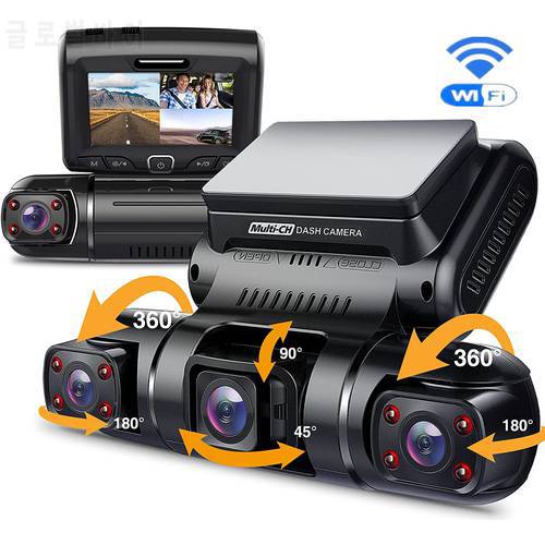 4 Channels 4*1080P Cameras And 3 Channels 2K+2*1080P 170° Car DVR WiFi Dash Cam 8 Infrared Lights Van Taxi Dash Cam 24H Parking