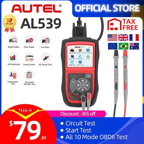 Autel AutoLink AL539 OBD2 Scanner Code Reader Electrical Test Tool ALL IN ONE AVOmeter For Circuit Test Free Update