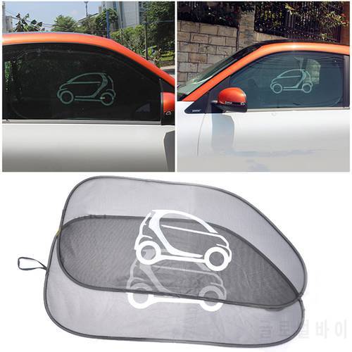 2PCS Car Side Window Sun Shade Net Mesh Curtain Interior Accessories For Smart Fortwo 453 UV Protection Car Window Sunshade