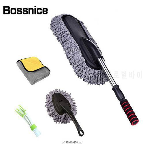4pcs Car Duster Microfiber Cleaning Brush With Extendable Handle Multipurpose Dust Removal For Exterior Interior Home Cleaning